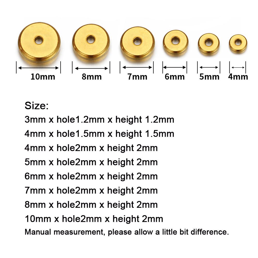 20pcs 4-10mm Gold Stainless Steel Flat Round Bead Loose Spacer Beads for DIY Bracelet Necklace Jewelry Making Wholesale
