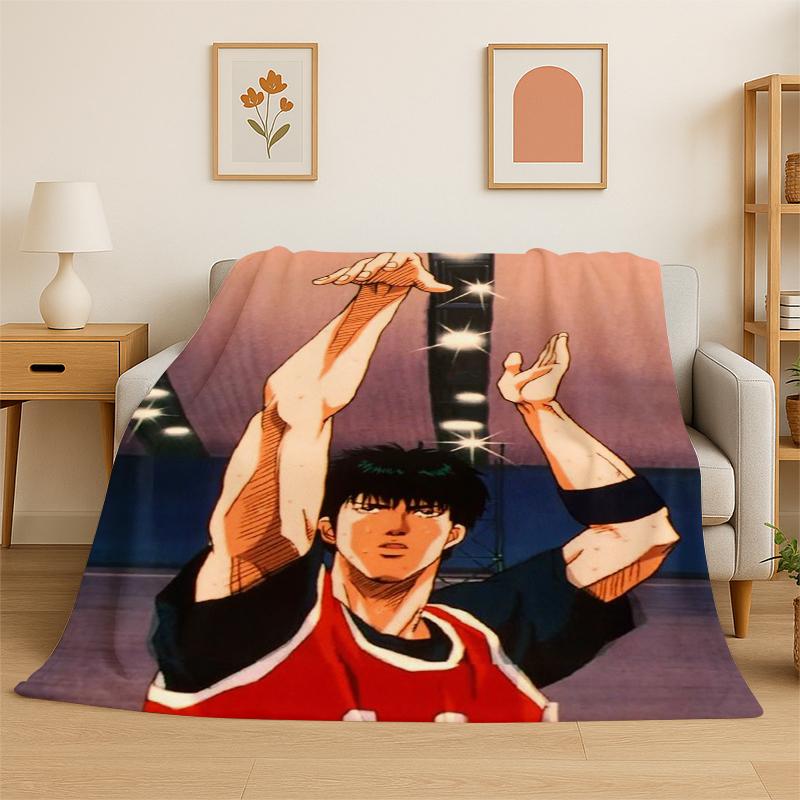 

Retro Slam Dunk Basketball Anime Cartoon Flannel Blanket Soft Warm Throw Blanket for Bedroom Living Room Bed Travel Picnic Gift 75x90cm