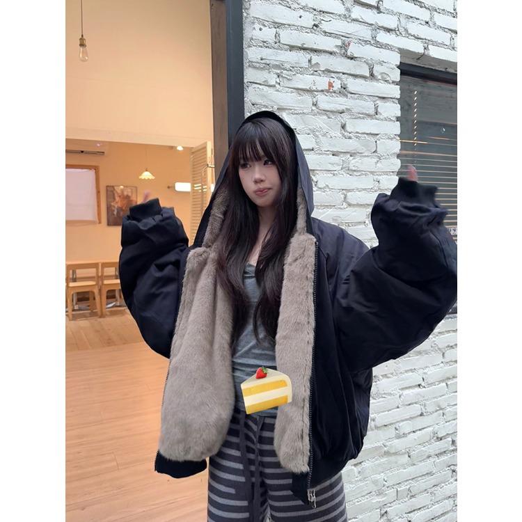 Thick Warm Winter Coat Women Short Double Sided Puffer Jacket Korean Style Casual Loose