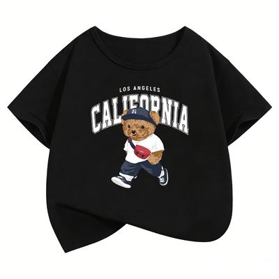 Los Angeles California Bear Graphic TShirt Printed T Shirt Boys Summer Clothes Short Sleeve Tops TShirts Cute Girls Clothing