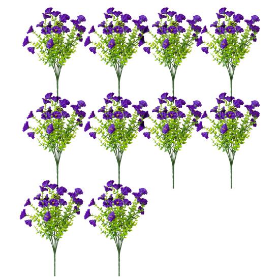 Faux Petunia Flowers Bunch Outdoor Artificial Flowers Realistic UV Resistant Fake Flowers for Porch Patio Window Box Hanging Basket