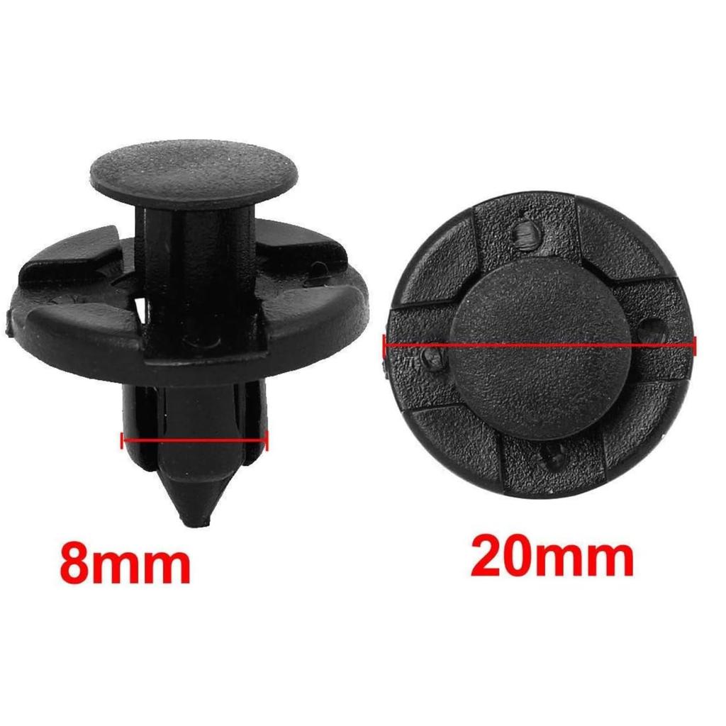 AquaLoach 100pcs Universal Clip for Car 8mm Black Nylon Rivet Fastener Mud Flap Bumper Fender Clip