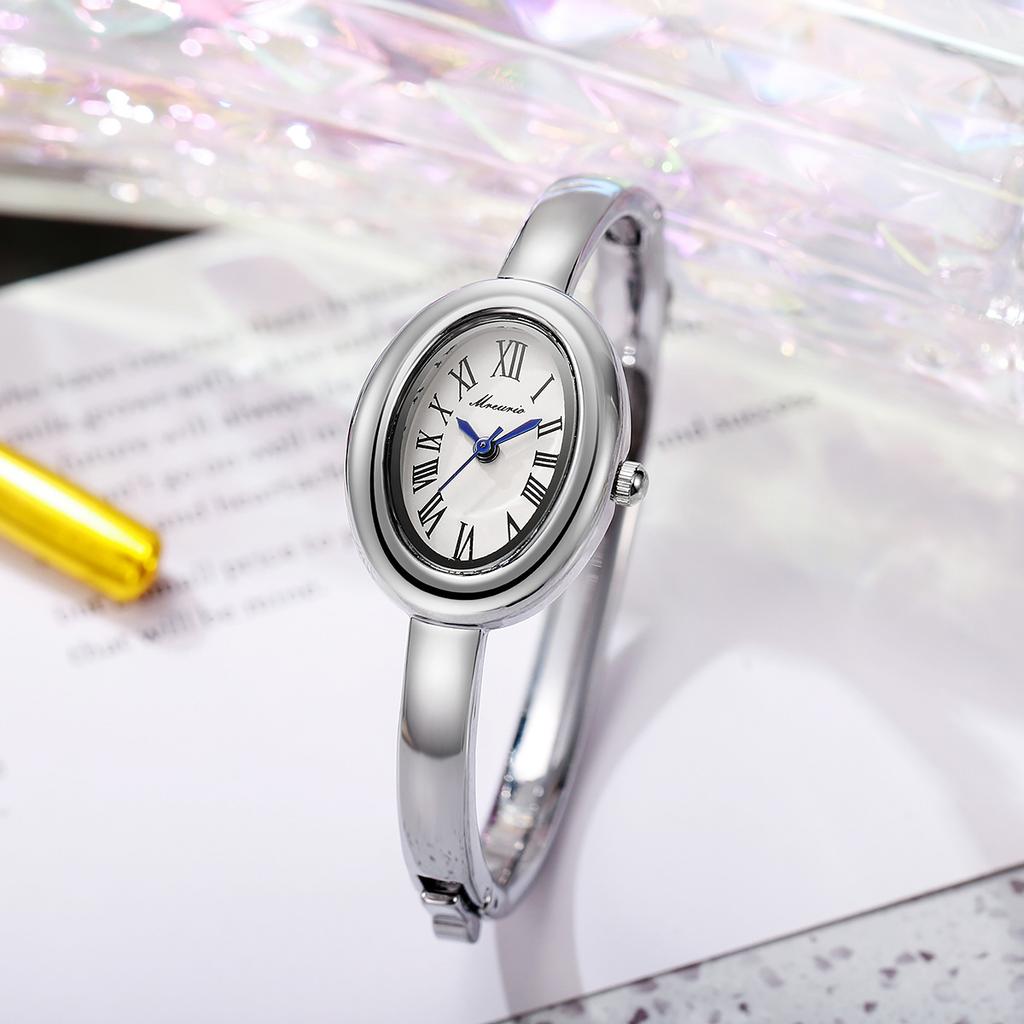 Elegant Oval Roma Dial Women Quartz Watch Fashion Bracelet Strap Ladies Wristwatch Girls Clock Gift