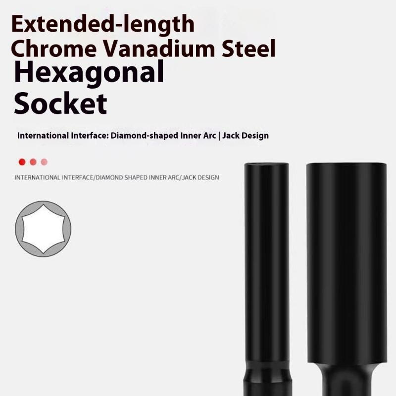 Extended Hexagonal Socket Tool With Slim Profile High Quality Steel Material Fit Narrow Space Perfect For Automotive Repair And Electronics