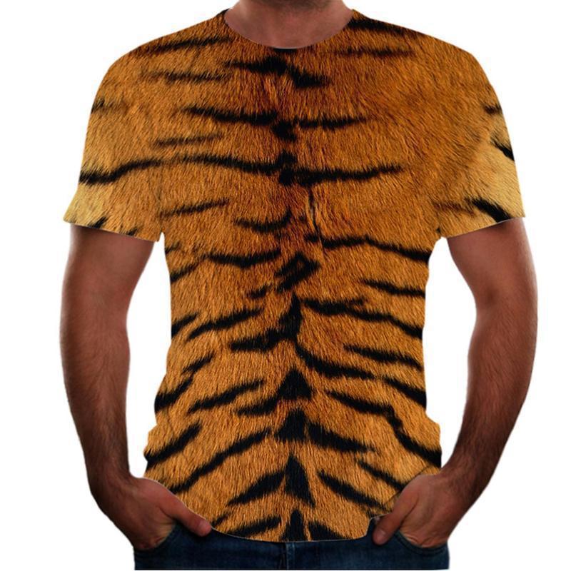 Animal Tiger 3D T-shirt Men's Lion Short Sleeved Men's Quick Drying T-shirt