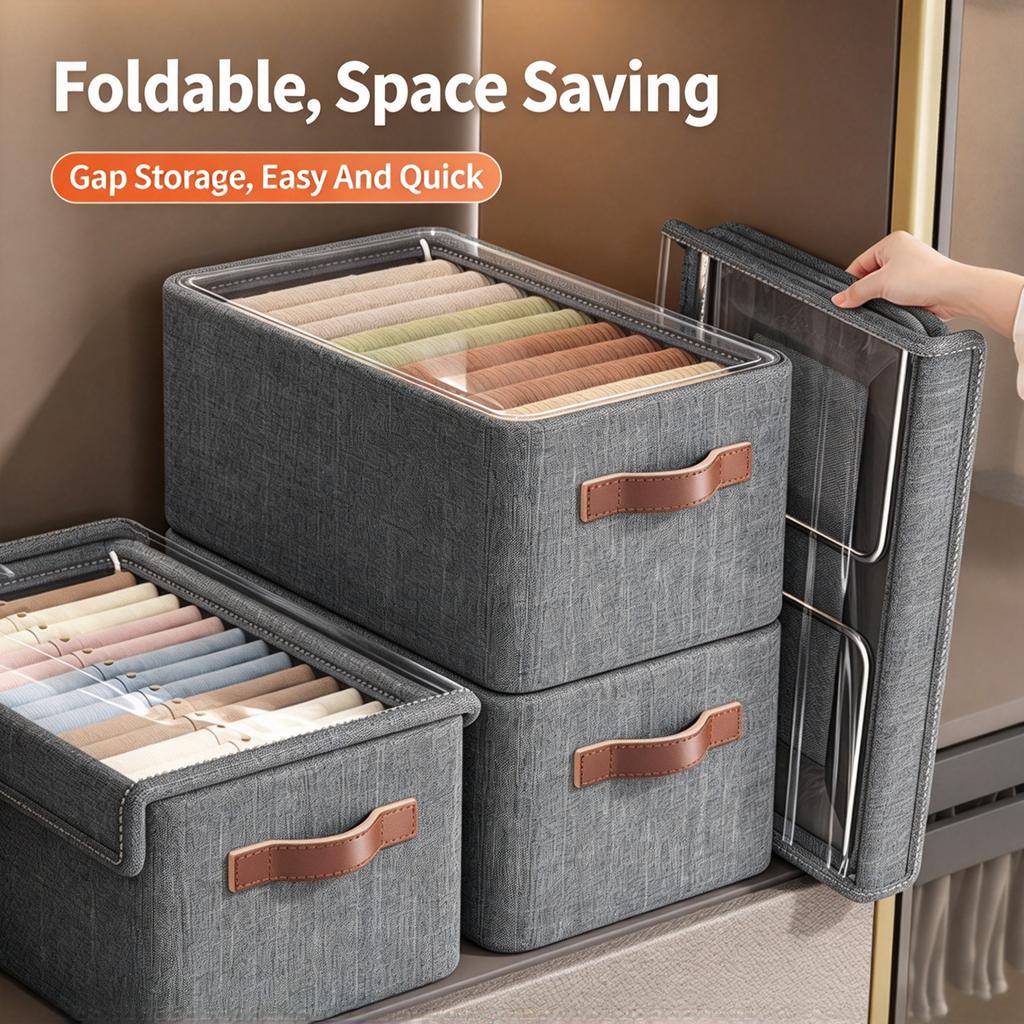 Dustproof Moisture-proof Foldable Storage Basket, Non-woven Fabric Wardrobe Organizer for Clothes