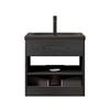 51cm Floating Bathroom Vanity with Integrated Undermount Ceramic Basin, Beveled Plywood Cabinet with Shelf and Drawer, Pre-assembled, Black Wood Grain