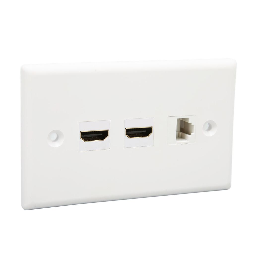 2 Port 4K HD Multimedia Interface Ethernet Wall Plate Soldering Free 1 Port Cat6 Keystone Wall