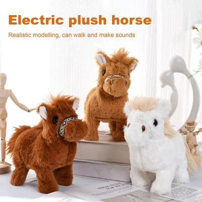 Juguete de Caballo de Peluche Eléctrico con Sonido para Niños, Caballo Interactivo para Caminar, Peluche de Caballo para Bebés, Juguete de Animal de Peluche Educativo de Simulación
