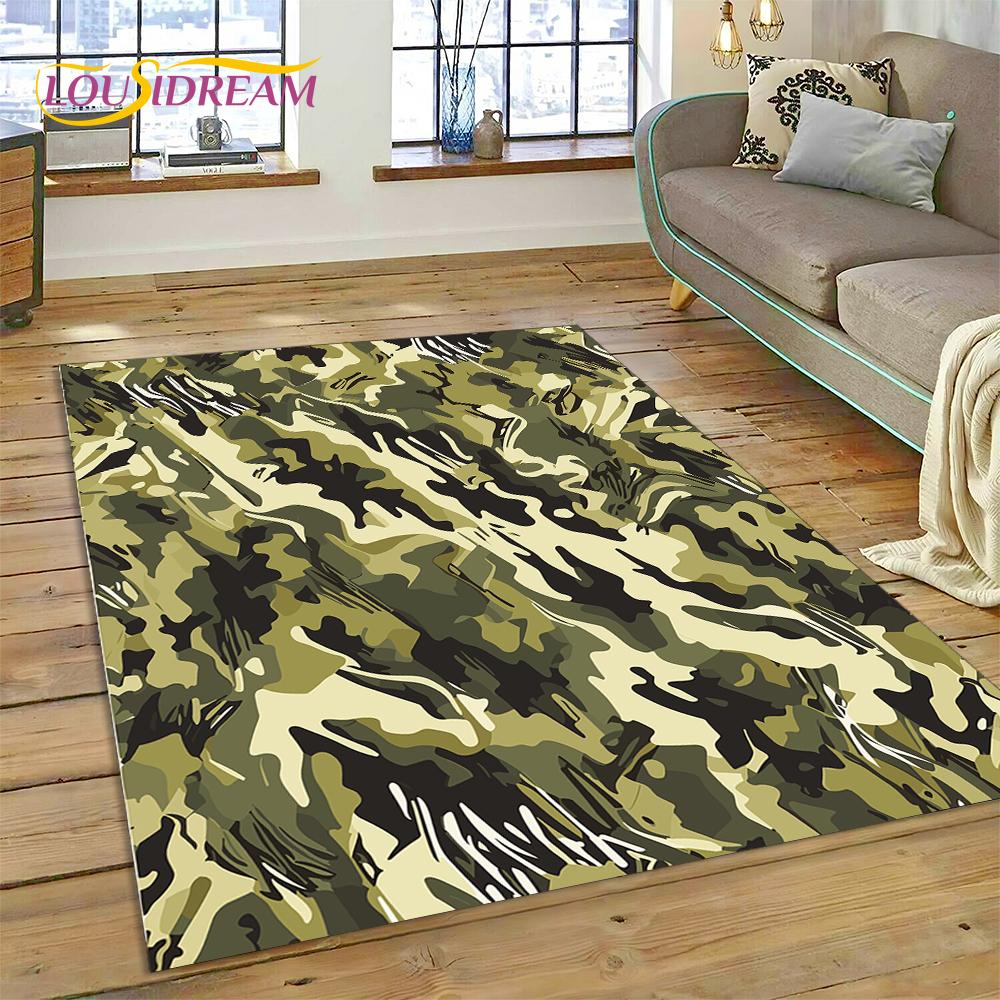 2025 Colorful Camo Green Camouflage Carpet Rug for Living Room Bedroom Home Sofa Decoration Play Area Rug Non-slip Floor Mat