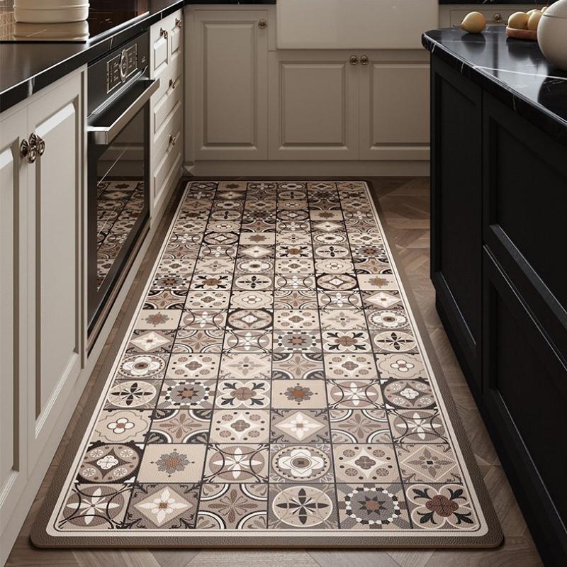 Kitchen Floor Mat Waterproof Carpet PVC Leather Carpets Oil-proof Non-slip Foot Mats Long Rug American Style Home Decor Rugs