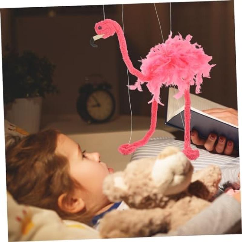 HEALSOPTHY Flamingo Marionette Plüsch Tiermarionette Mit Bambuszugschnur Interaktives Puppenspiel Familienspiel Dekoration