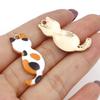 10PCs Zinc Based Alloy Cat Animal Pendants Gold Color Metal Enamel Charms DIY Necklace Bracelets Jewelry Making 3cm x 1.6cm