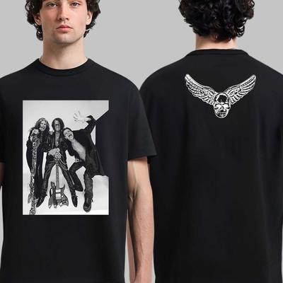 Aerosmith X Yungblud Ancora Una Volta Poster Fotografico in Bianco e Nero Maglietta Bifacciale