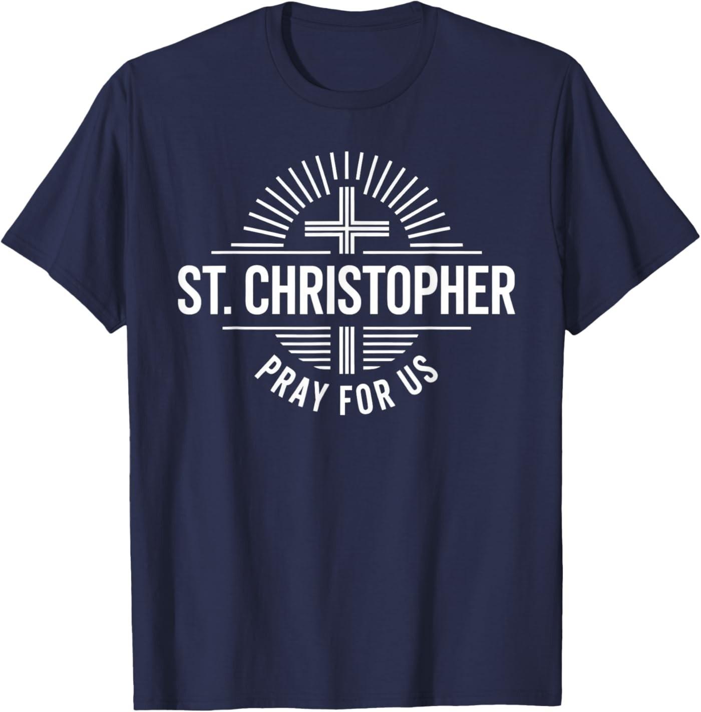 St. Christopher Pray for Us Catholic T-Shirt S разноцветный