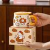 Cute Cat Graffiti Style Ceramic Cup Home Cartoon Mug Creative Souvenir Taiyaki Water Cup for Girls