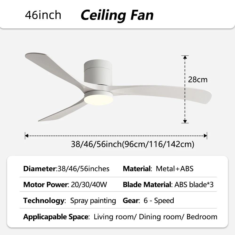 46-56" Low-Profile Electric Fan Light Household Integrated LED Lighting Fan Living Room ABS Blades Ceiling Fan Lamp