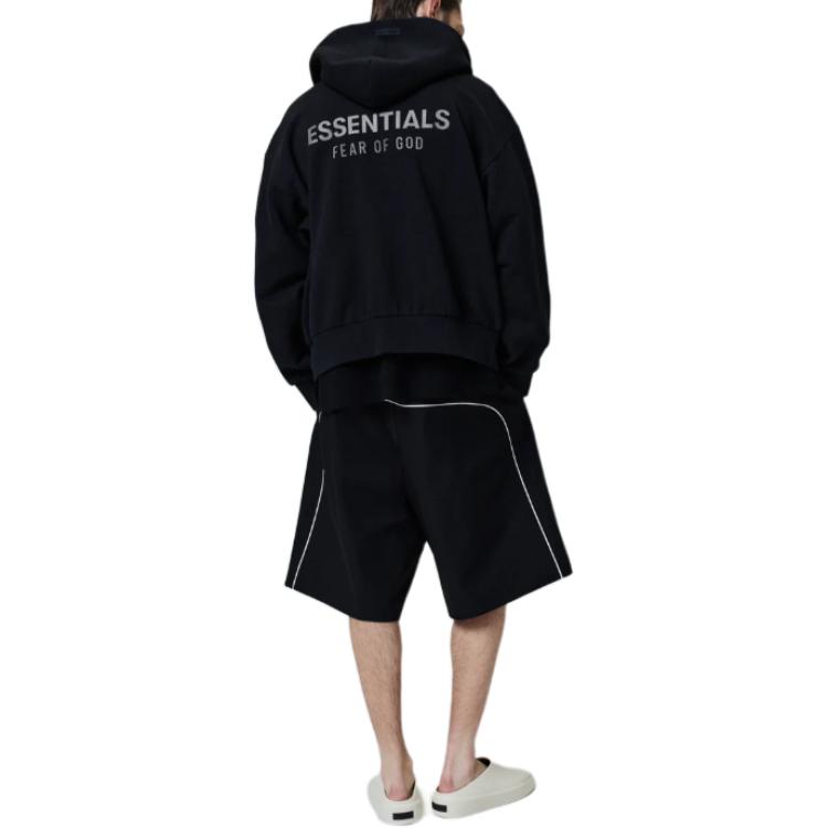 Fear of God Essentials Relaxed Fleece Sweatshort With Piping Jet Black/Cloud White Men Bottoms 160SP254550F