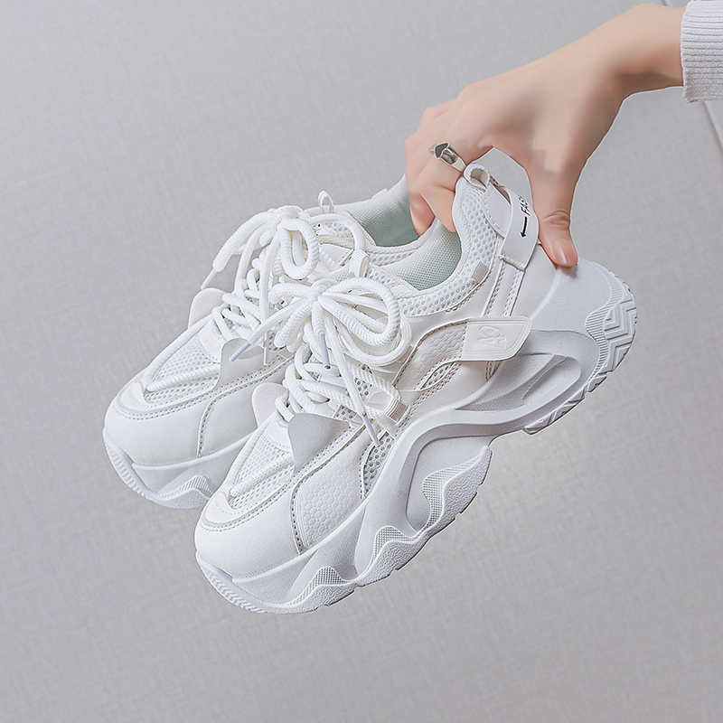 Fashion Thick Heel Round Toe Sneakers Shoes Women Woven Women's Shoes Size 35 Low Boots Woman Sport Newest High Tech Sapatos