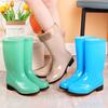 High tube agricultural women's rain shoes medium tube beef tendon sole wear-resistant long tube rain boots kitchen oil-proof acid and alkali-resistant