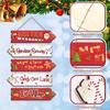 Rustic Christmas Hanging Ornaments Wooden Pendant for Holiday Home Door, Decorative Reusable Xmas Party Supplies Sign Ornament with Hemp Rope