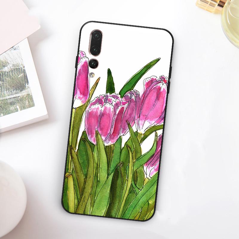 Tulips Flower Spring For Huawei Nova 5T 9 10 SE 7i 8i 11i 12i Y73 Y90 Y70 Y72 Y61 Y91 Y60 P20 P40 P30 Lite Case