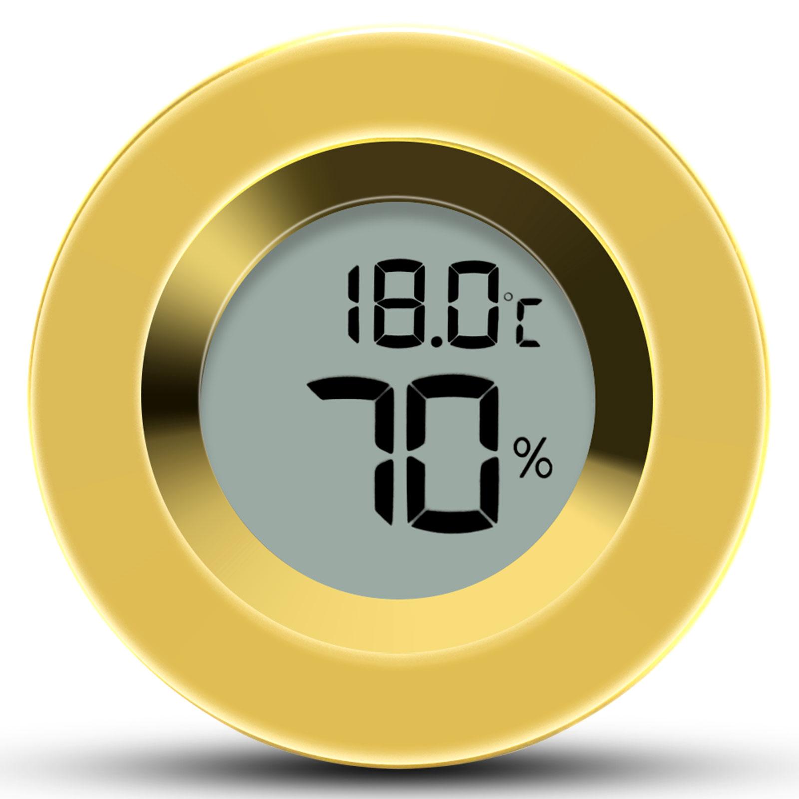 Cigar Temperature and Humidity Meter Electronic Digital Indoor Circular Humidity Room Temperature Cigar Humiditymeter золотой