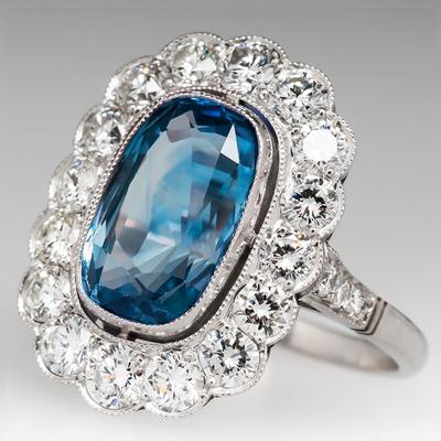 Blue Cubic Zirconia Women Rings for Wedding Ceremony Party Gorgeous Lady's Finger-ring Gift Statement Jewelry