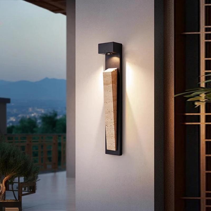 IP65 Outdoor Waterproof Wall Lamp Natural Stone Garden Balcony Porch Villa Decorative Lighting