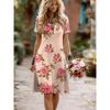 Damen Midikleid T-Shirt-Kleid Tee-Kleid Etuikleid Lässig Täglich Normale Passform Geblümt Grafisch Kurze Ärmel Rundhalsausschnitt Sommer