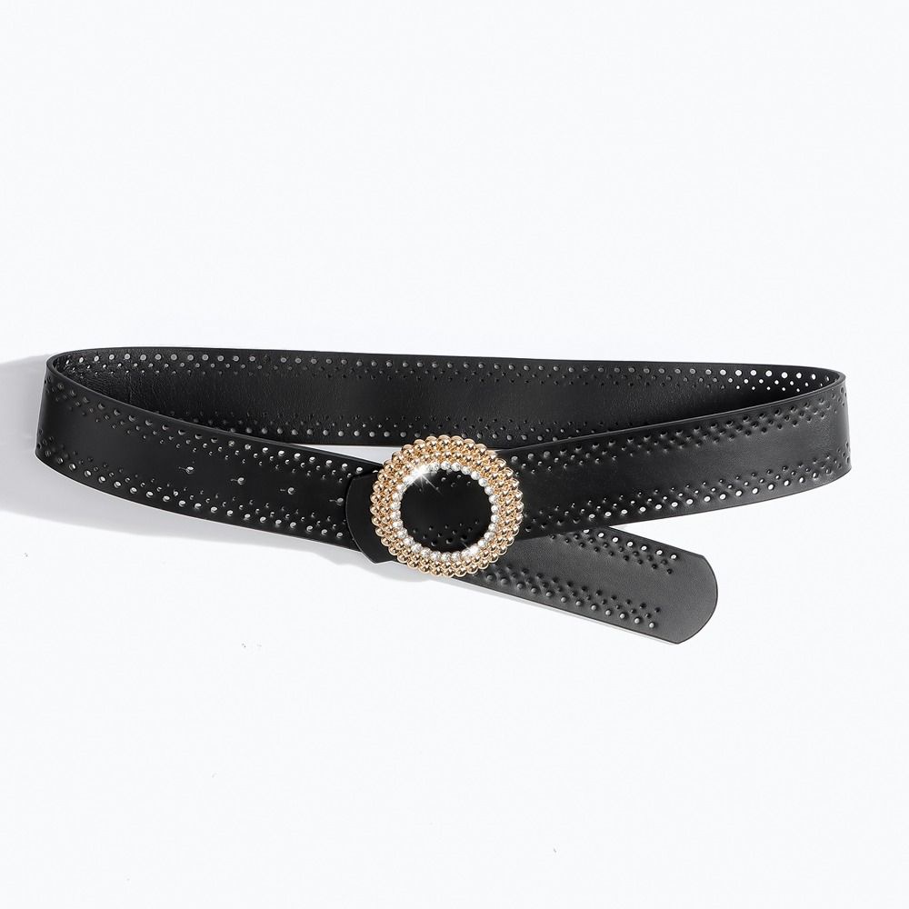Retro Wide Belt Hollow Hollow Belts New Black Waistband for Women Girls