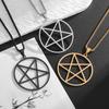Classic Round Five-Pointed Star Stainless Steel Pendant Necklace Men's Fashionable Casual Versatile  Gift