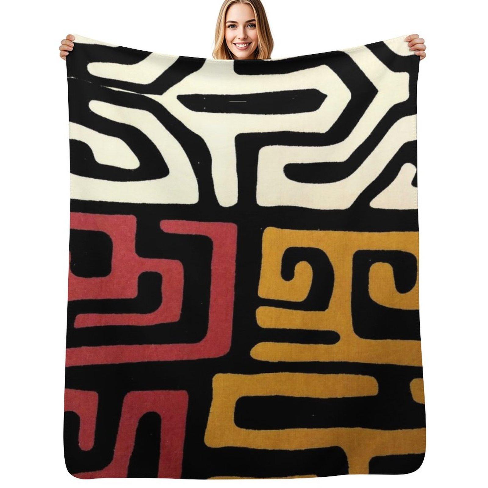 African Mudcloth Throw Blanket Soft Comfort Blanket for Reading Watching TV Size: 75*100cm, Weight: 230 GSM