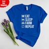 Eat Sleep Farm Repeat Men's T-Shirt Printed Tractor Funny Farmer Present Tee Top