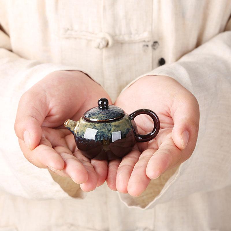 Kiln-altered Mini Purple Clay Teapot, Playable Fingertip Tea Pet and Ornament for Kung Fu Tea Sets
