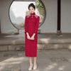 2024 Winter Elegantes Rotes Cheongsam Toastkleid: Bequeme, modische Brautmode im chinesischen Stil