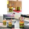 Hamburger Shaped Pen Holder With Soft Silicone Material For Home Office Desk Decor