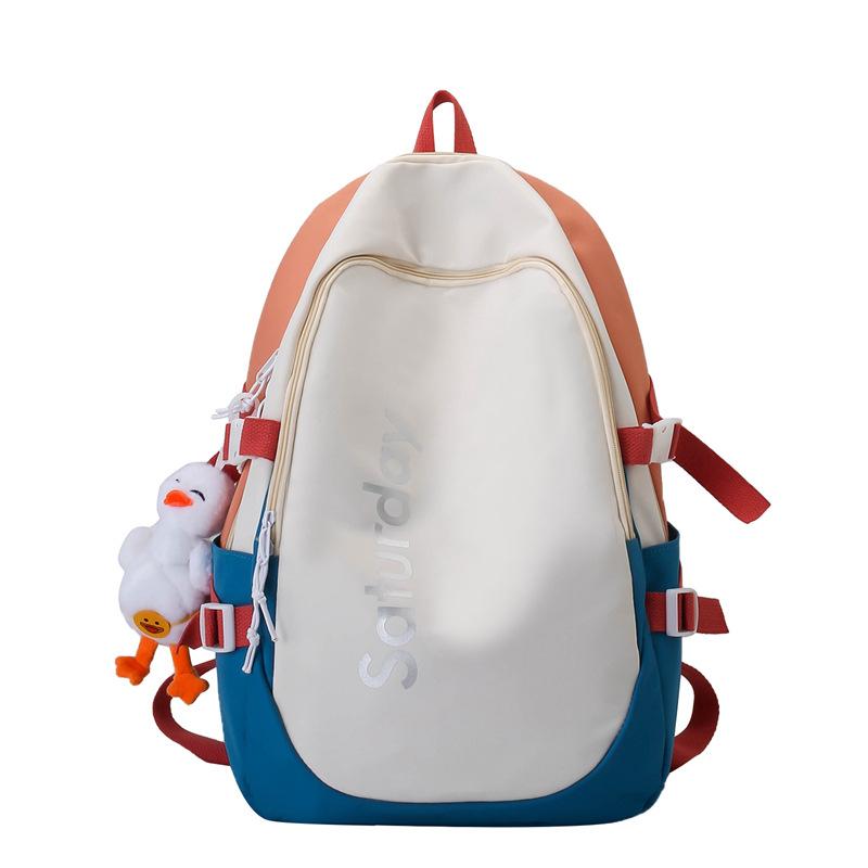 Schoolbag schoolbag female ins Korean version of junior high school student Mori contrasting color backpack college student couple backpack Japanese