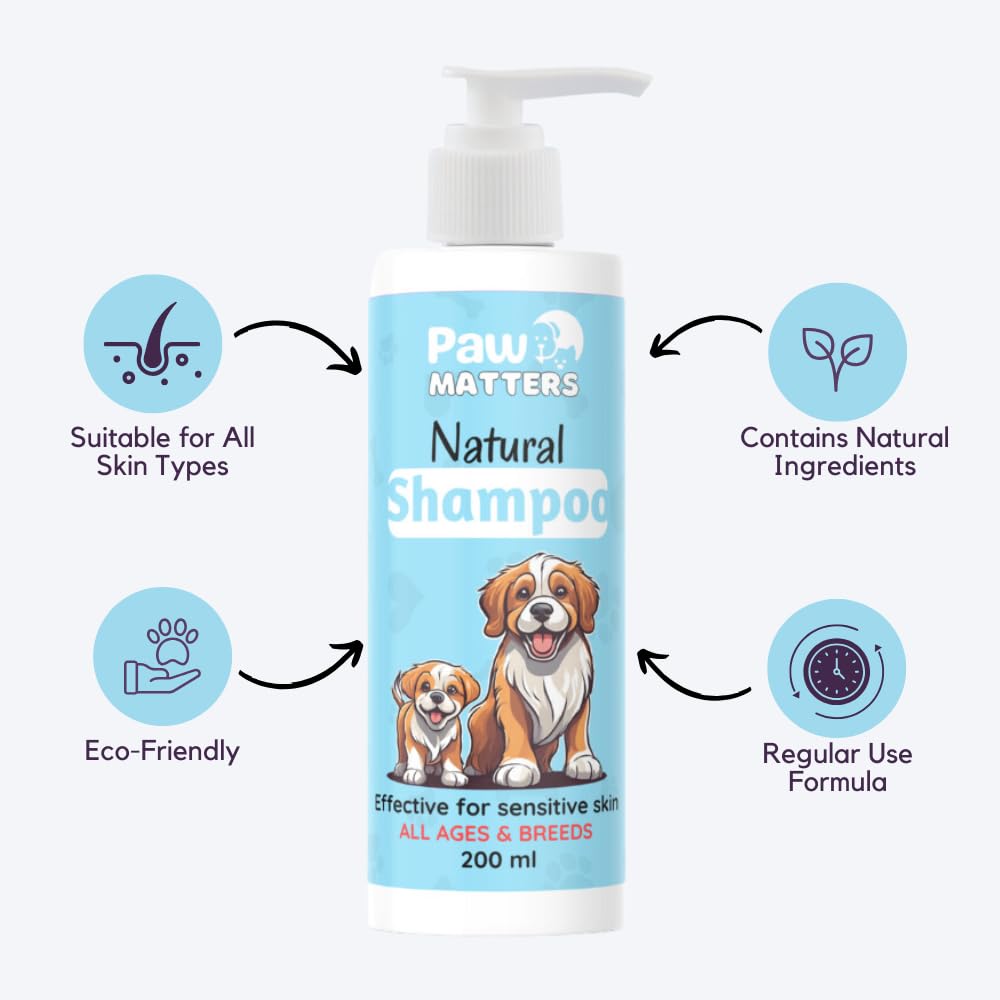 Paw Matters Natural Dog Shampoo – Gentle & Nourishing | 200ml | Safe for All Breeds | Dog Grooming | Vet Recommended