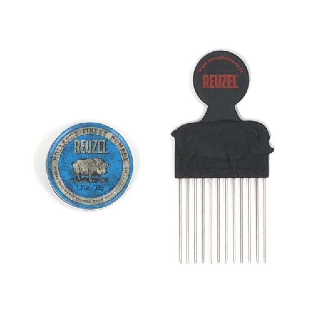 Reuzel Blue Water Based Hard Pomade 1.3 Oz 35 G + Pomade Special Comb none