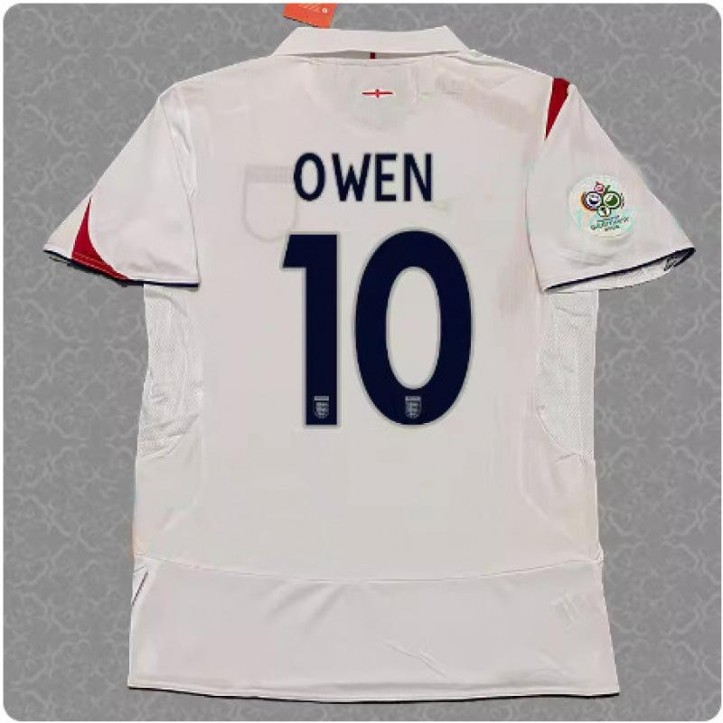 2006 England jersey home No. 7 Beckham long-sleeved football jersey retro 06 World Cup 4 Gerrard