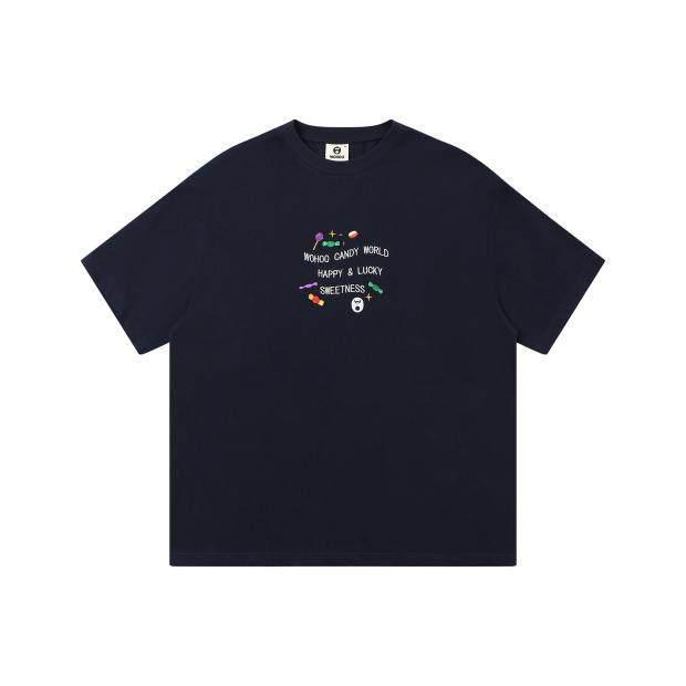 

Unisex American Retro Grey Drop Shoulder Cotton T-Shirt - Plus Size, Loose Fit, Half Sleeve 3XL (for 156-170 jin) темно-синий
