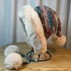 Rainbow Knitted Ethnic Style Ear Protection Hat for Women In Autumn and Winter Fur Ball Cute Plus Velvet Warm Lei Feng Hat Versatile Pullover Hat