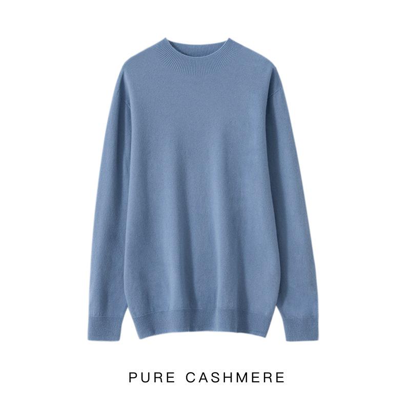 

Men s Wool Round Neck Long Sleeve Cardigan Sweater, 100% Cashmere, Solid Color, Loose Fit, Casual for Autumn and Winter M
