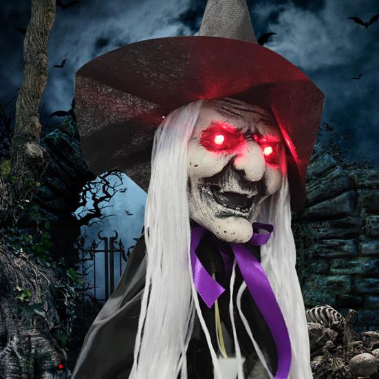 Fliegende Hexe Halloween-Dekoration – 170 Cm, Zum Aufhängen, Mit Besen