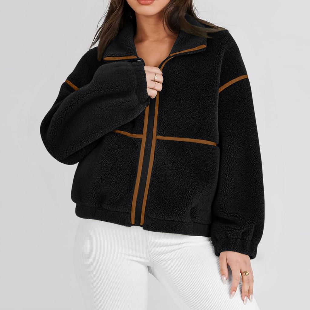 Women's Fashionable And Comfortable Regular Thick Collar Coat Top Plush Warm Coat