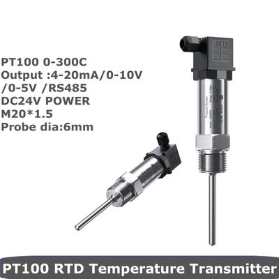 PT100 Temperature Sensor 4-20mA 0-10V 0-5V RS485 -50 To 200C RTD Temperature Transmitter Converter