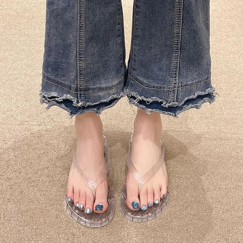 Fashion On Beach Slides Original Top Designs New Fashion Women's Flip Flops Slippers and Ladies Sandals Collection Stylish Vip 39 Shoes