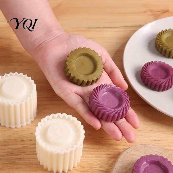Langlebiges ABS Backwerkzeug Sonnenblumenmuster Runde Mondkuchenform, Handpresse Doppelseitiges Kunststoff-Gebäckformwerkzeug, Leicht zu reinigendes Teigprägewerkzeug für