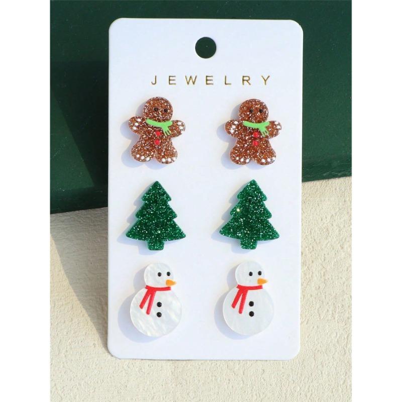 

Рождественский Новый Набор Рождественские Серьги Ручной Работы D Рождественская Елка Пряничный Человечек Снеговик Акриловые Серьги-Подвески
